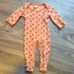 Kate Quinn Peach Heart baby onesie